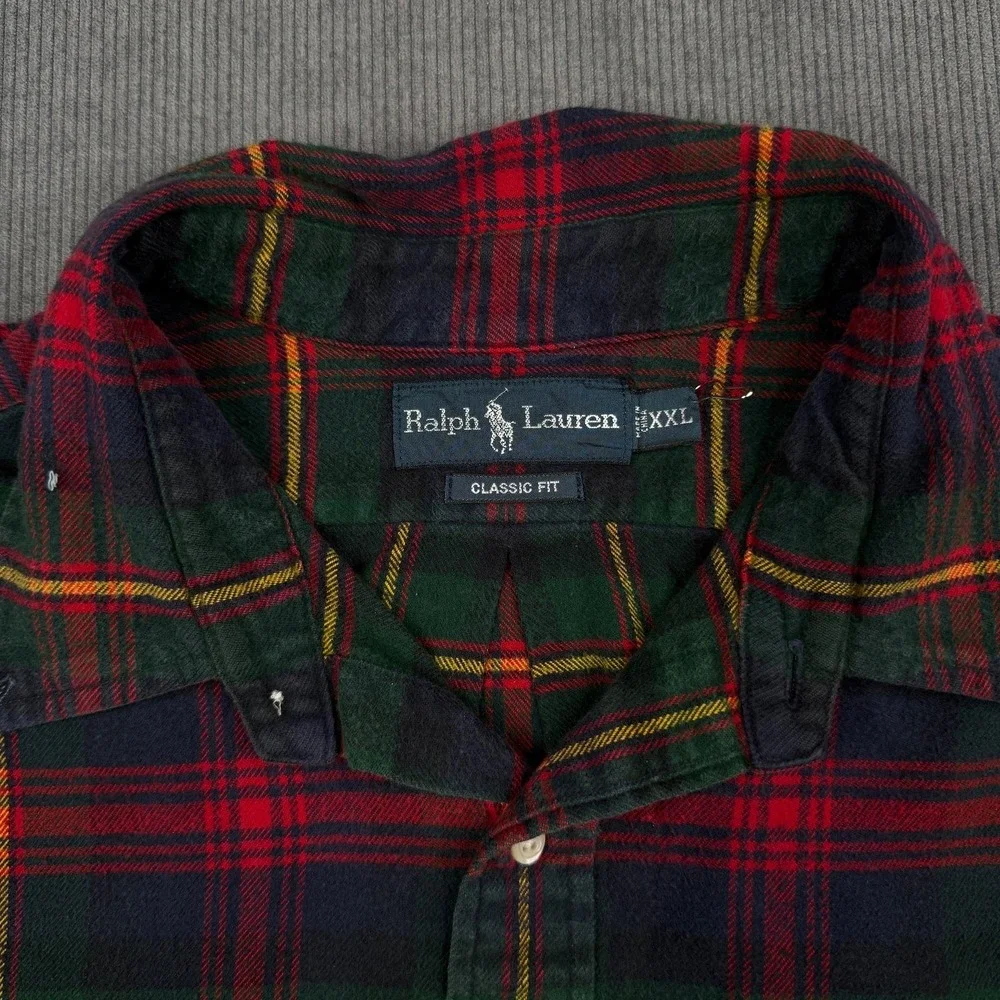 Vintage Polo Ralph Lauren shirt Mens Plaid Long Sleeve Button Down 2XL - Picture 2 of 6